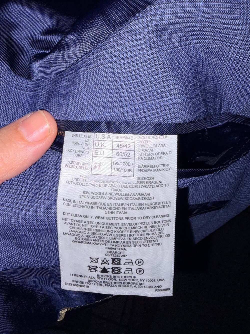 Brooks Brothers 1818 Classic Fit Blue Plaid Wool Sport Coat Jacket 48R - Picture 4 of 14